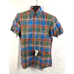Allen Solly Plaid Button Up Long Sleeve Shirt Mens Medium Bombay Madras VTG 90s